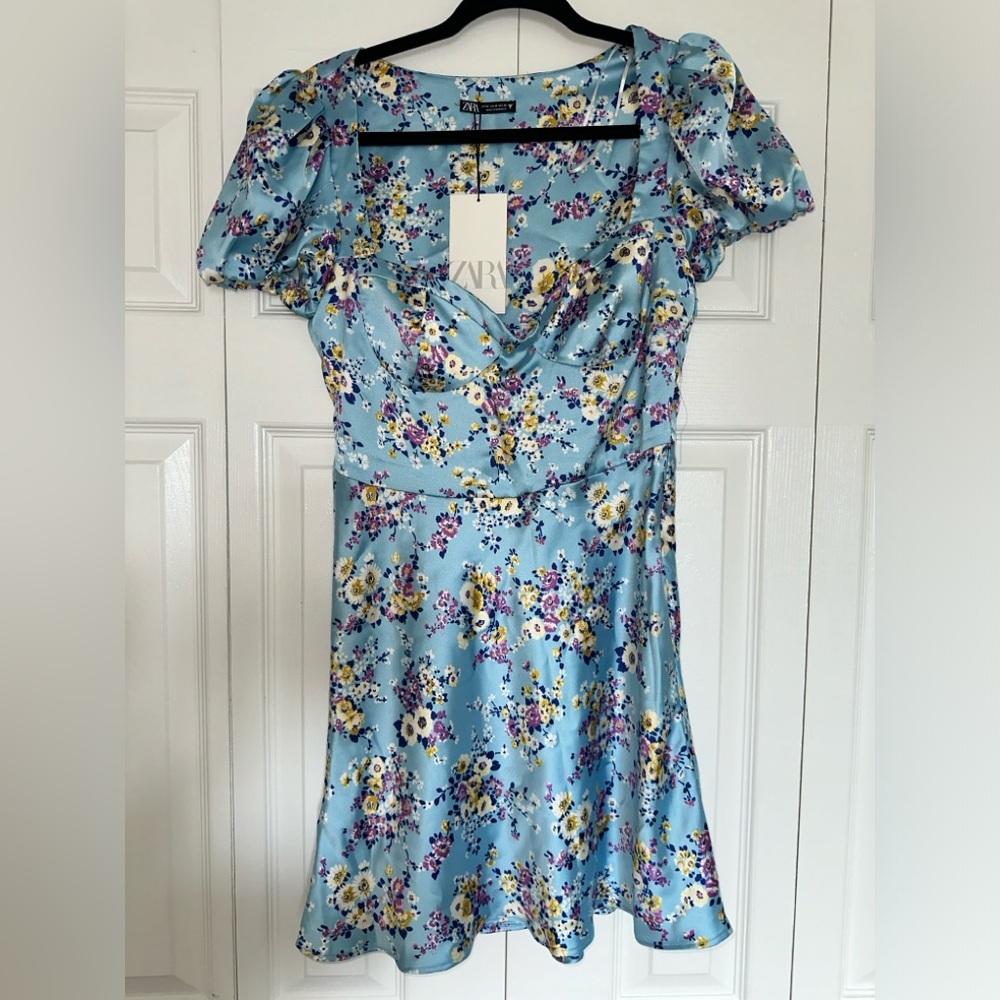Zara mini satin floral dress